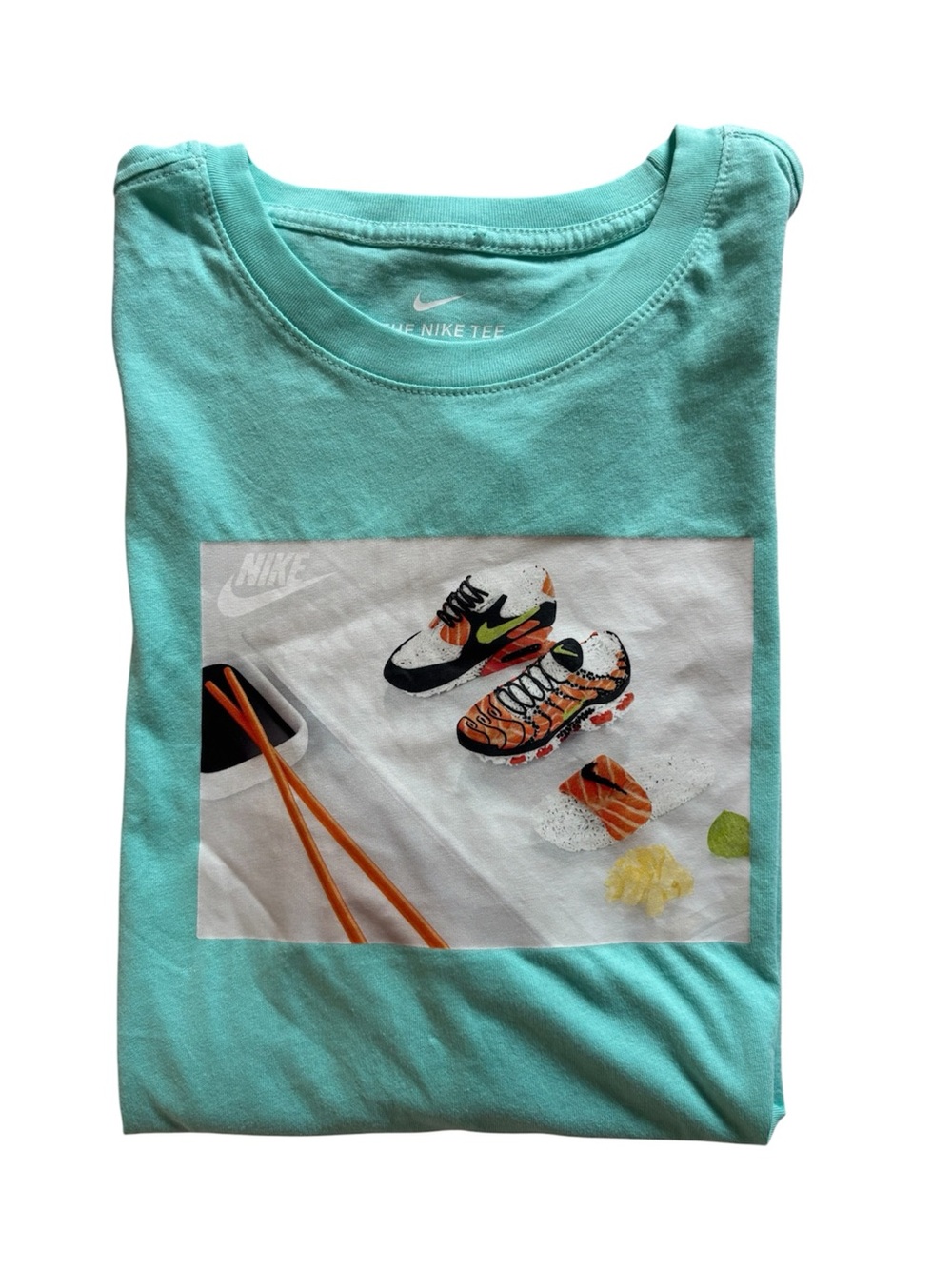 Nike Turquoise Graphic Tee with Sneaker Artwork